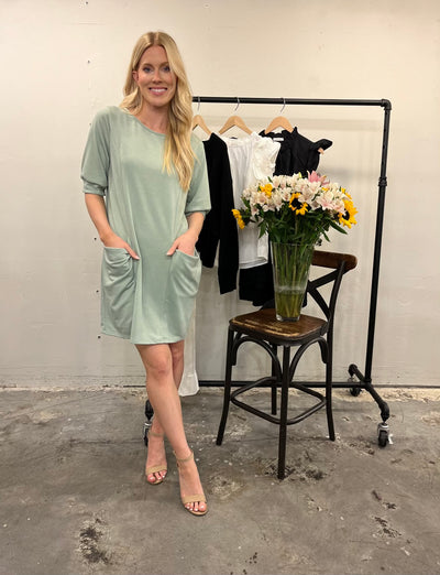 Summer Green Pocket Tshirt Dress