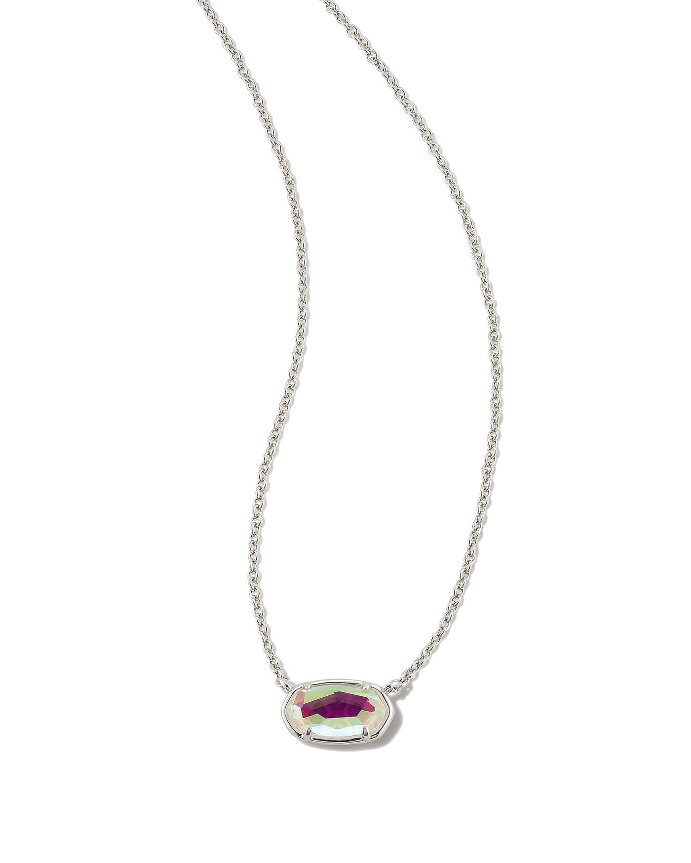 Kendra Scott Grayson Stone Necklace-Silver Dichroic Glass