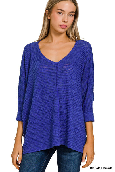 LUXE RAYON SHORT SLEEVE V-NECK HI-LOW HEM TOP