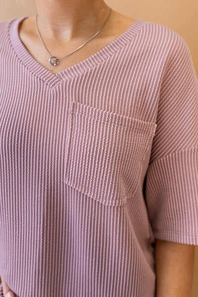 Rowan Ribbed Top in Rose