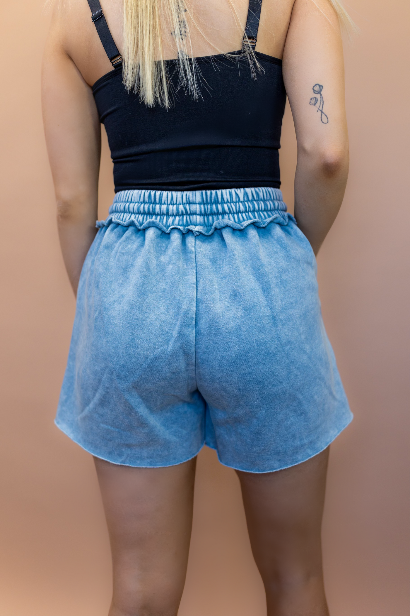 Nora Drawstring Shorts in Blue Grey