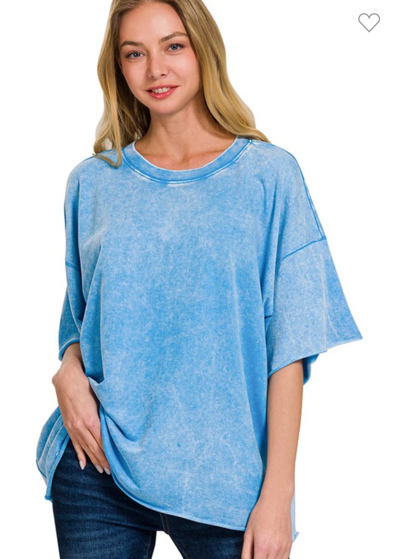Sky Blue French Terry Drop Shoulder Tee