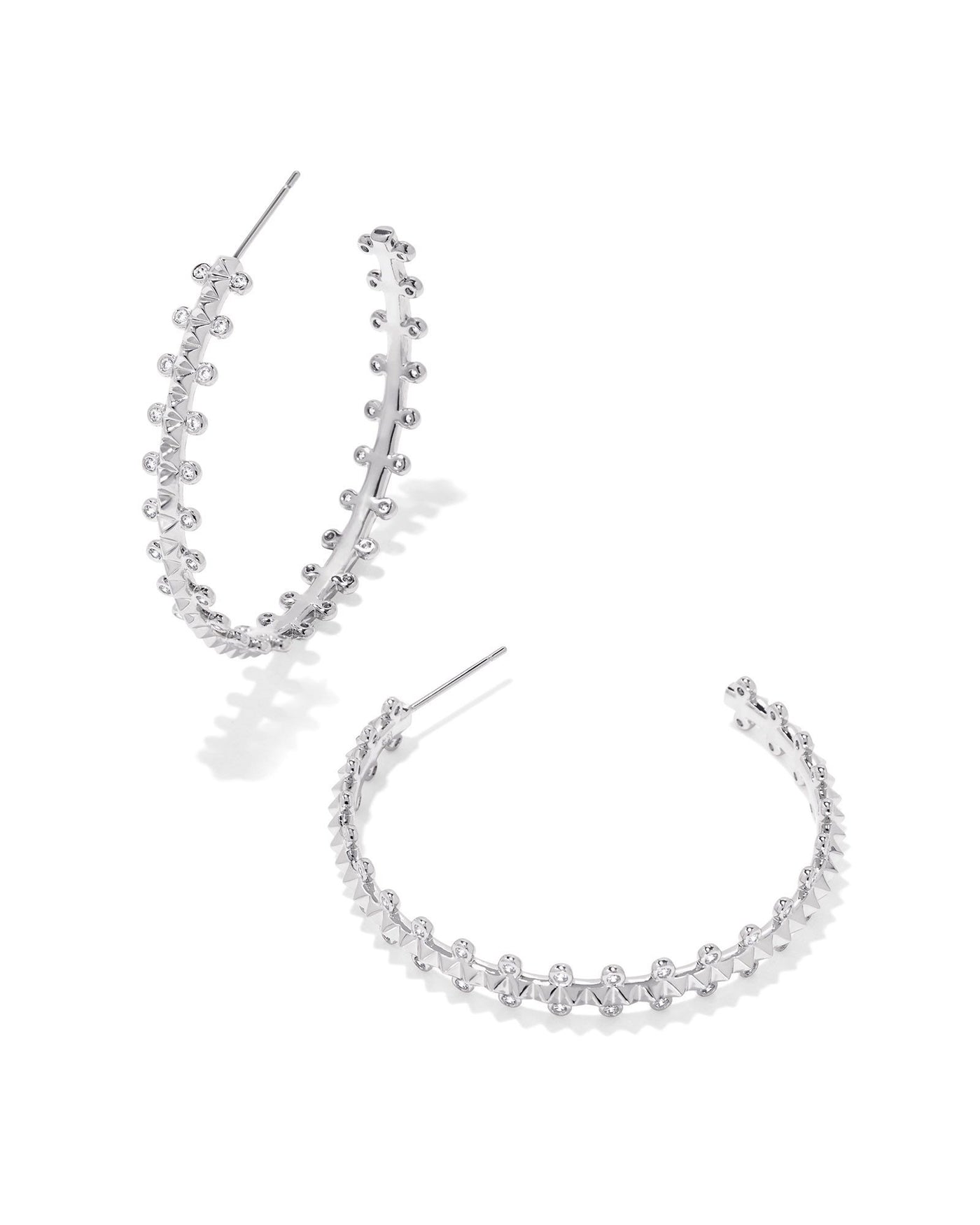 Kendra Scott Jada Hoop Earrings- Silver White Crystal