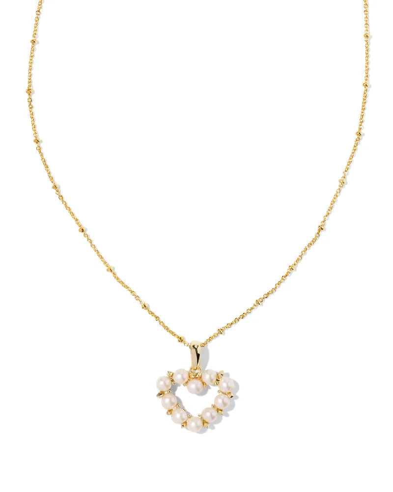 Kendra Scott Ashton Heart Necklace- Gold White Pearl