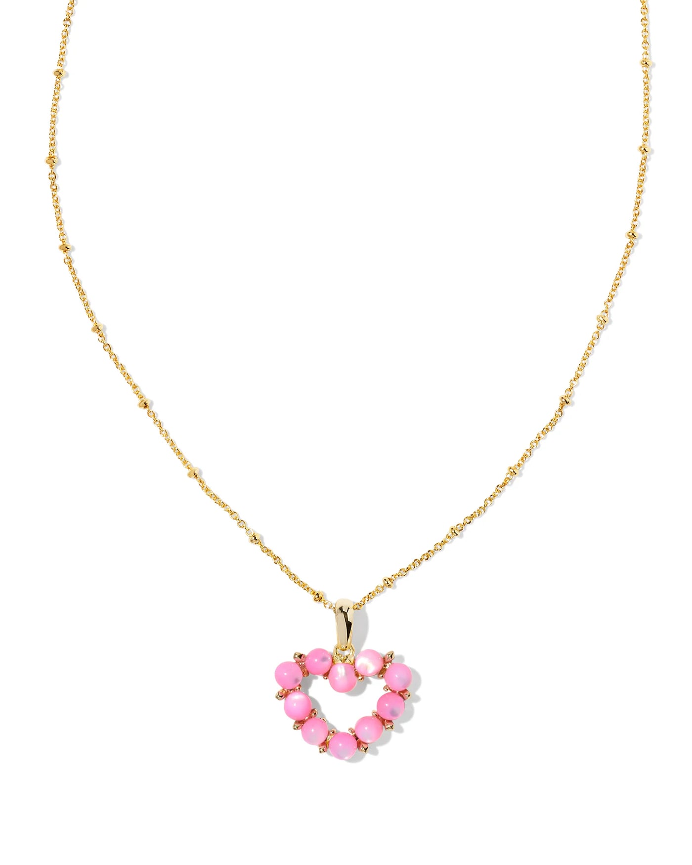 Kendra Scott Ashton Gold Heart Necklace-Blush Ivory Mother Of Pearl