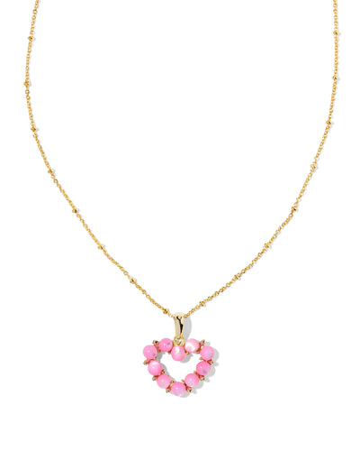 Kendra Scott Ashton Gold Heart Necklace-Blush Ivory Mother Of Pearl